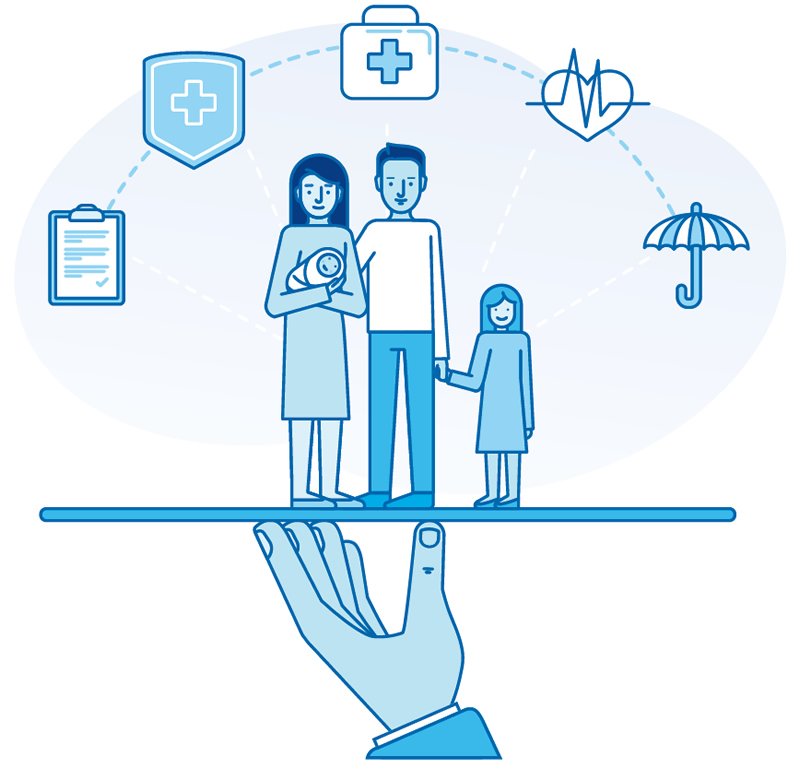icon of hand supporting a family and responsibilities